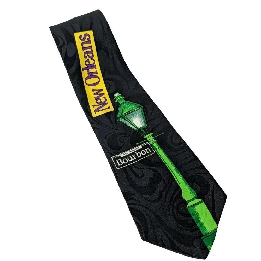 Bourbon Street Lamp Post Novelty Necktie New Orleans